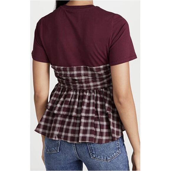 Cinq a Sept Anthro Women’s Merlot vica plaid top Size small - Picture 3 of 10